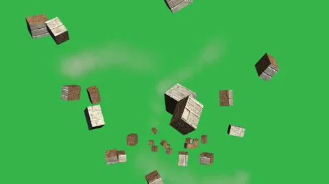 Tumbling Wall Animation (Version #5  ) + Matte Stock Footage 43220426