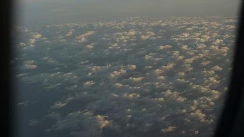 Tumblr sky view of cloud texture sunset sunrise from airplane window Stock Footage 117348930