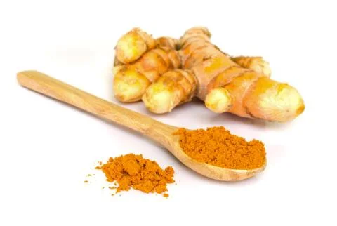 Tumeric and tumeric  powder. Fotos de archivo