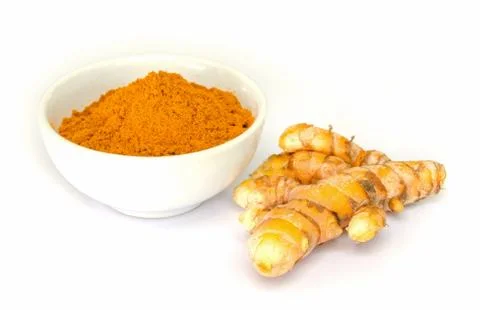Tumeric and tumeric  powder. Stock Photos