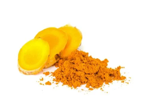 Tumeric and tumeric  powder. Stock Photos