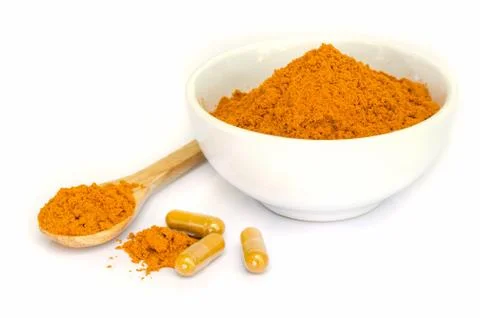 Tumeric capsule. Stock Photos