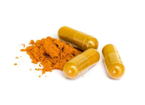 Tumeric capsule. Stock Photos