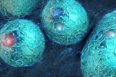 Tumor cell in the moment that divides. 3d render Stock Illustration