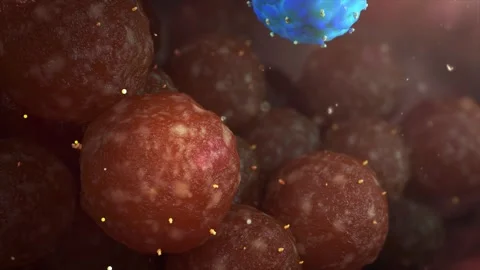 Tumor cells exert negative regulation, suppressing and killing T cells Stockbeeldmateriaal 345012209