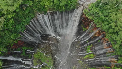 Tumpak sewu waterfall in East Java is beautiful tourism places in Indonesia Stock Footage 235251078