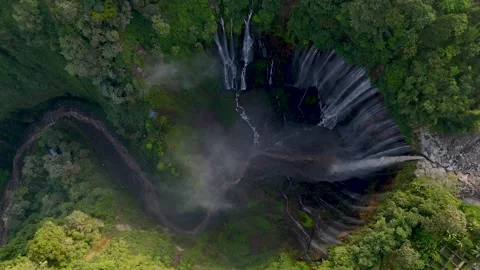 Tumpak sewu waterfall in East Java, Indonesia Stock Footage 320816679