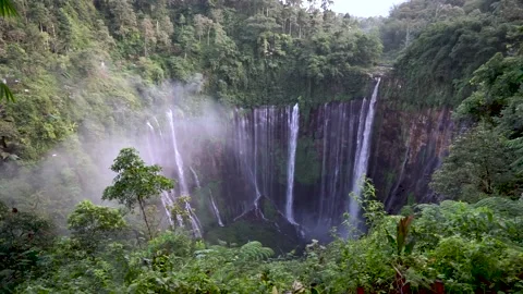 Tumpak Sewu Waterfall Stock Footage 130365527