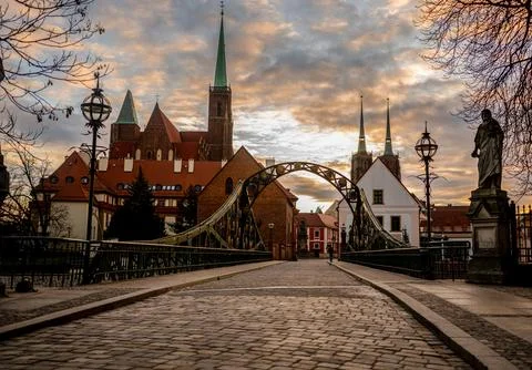 Tumski Bridge At Sunset Stock Photos