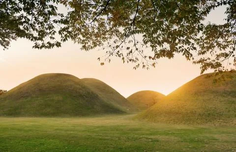 Tumuli park royal tombs complex Stock Photos
