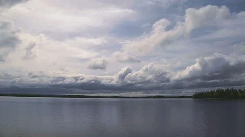 Tumultuous Storm Clouds over Alaskan Lake Time Lapse Stock Footage 24616564