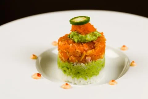 Tuna and salmon stack Stock Photos