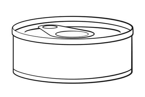 Tuna Can Outline Vector Stock Illustration