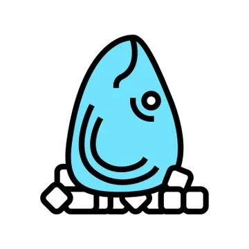 Tuna fish head with ice cubes color icon vector illustration Stock Illustration