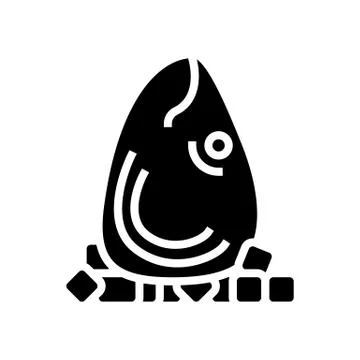 Tuna fish head with ice cubes glyph icon vector illustration Stock Illustration