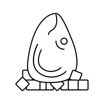 Tuna fish head with ice cubes line icon vector illustration Stock Illustration