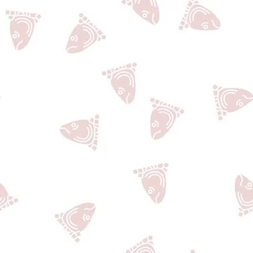 Tuna fish head with ice cubes glyph seamless pattern 스톡 일러스트