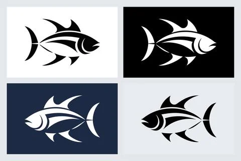 Tuna Fish Logo Icon Set Vector Illustration Stock Illustration