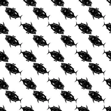 Tuna fish pattern seamless vector Stock Illustration