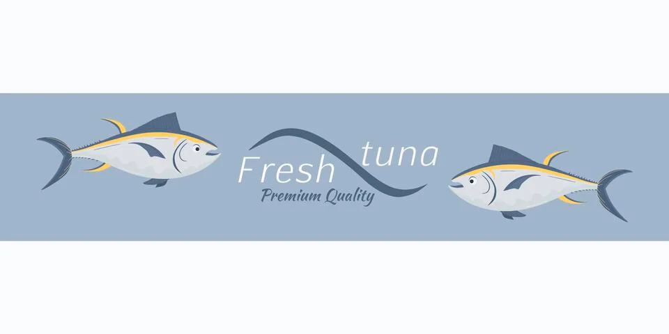 Tuna fish seafood - flat vector icon. Great to use as logo emblem label. Stock Illustration