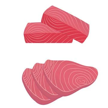 Tuna fish in section, color vector isolated illustration Stock Illustration