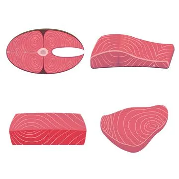 Tuna fish in section, color vector isolated illustration Stock Illustration