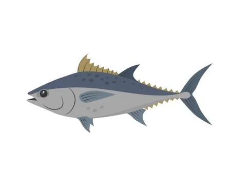 Tuna fish vector illustration in flat design isolated on white background. Stock Illustration