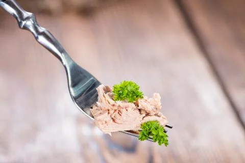 Tuna on a fork Stock Photos