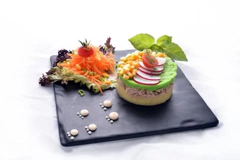 Tuna with mashed potatoes Stock Photos