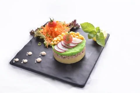 Tuna with mashed potatoes Stock Photos