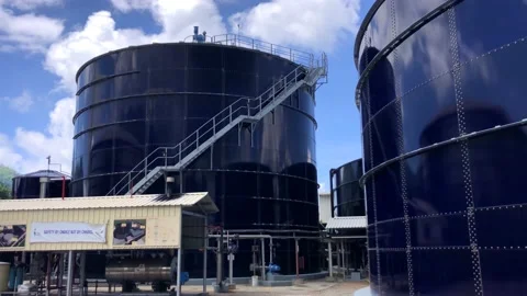 Tuna Processing Liquid Storage Tanks Storage Tanks  Victoria Mahe Seychelles Stock Footage 235543596