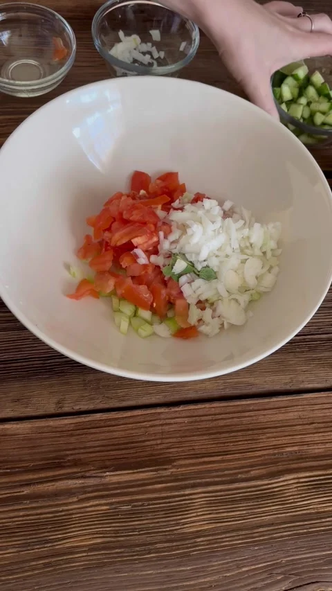 Tuna salad with avocado, celery, spring onion. Tasty healthy food Stock Footage 270373330