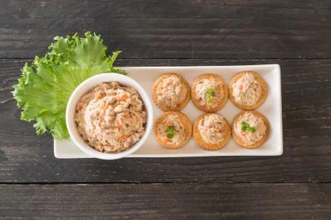 Tuna salad with cracker Stock Photos