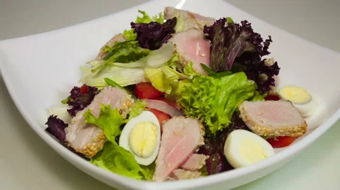 Tuna salad in the dish Video stock 68310814