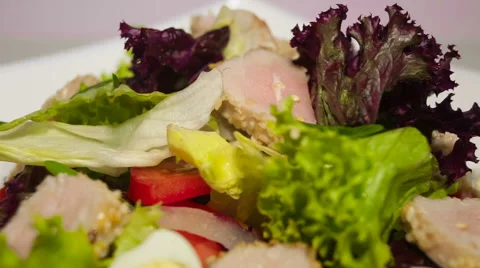 Tuna salad in the dish Stock Footage 68311385