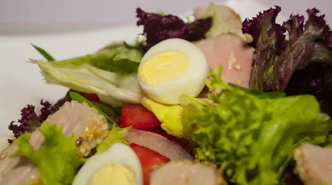 Tuna salad in the dish Video stock 68312603