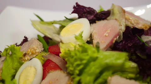 Tuna salad in the dish Video stock 68312965