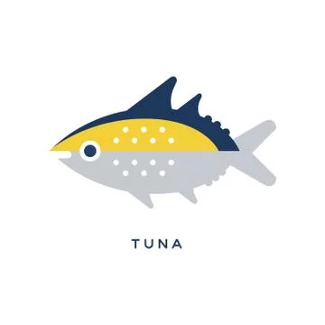 Tuna, sea fish geometric flat style design vector Illustration Stock Illustration