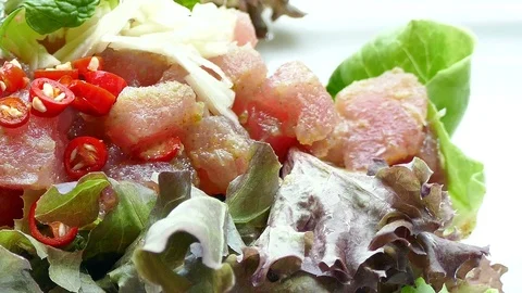 Tuna spicy salad Stock Footage 87836854