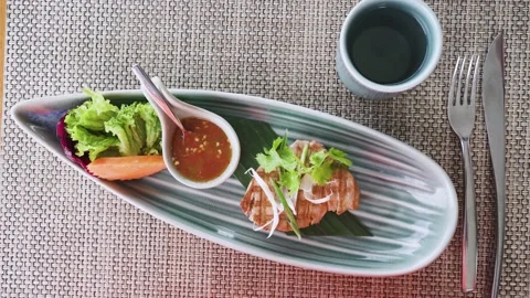 Tuna steak with herbs Stock Footage 146887120