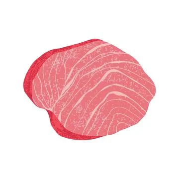 Tuna steak. Raw red fish fillet, uncooked bluefin yellowfin seafood Stock Illustration