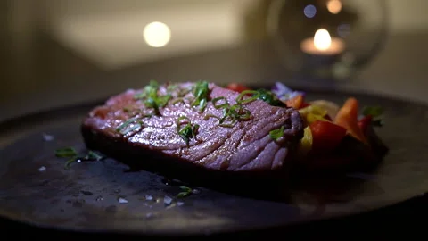 Tuna steak with vegetables High quality Stock Footage 260221211