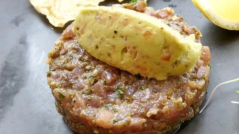 Tuna tartare with vegetable Video stock 83587458