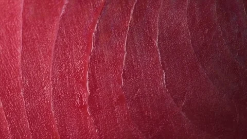 Tuna texture background, steak. Fresh raw tuna fish fillet close-up, sea fish Video stock 299655341