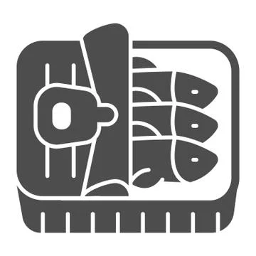 Tuna in tin box solid icon, Fish market concept, tin fish can sign on white 스톡 일러스트