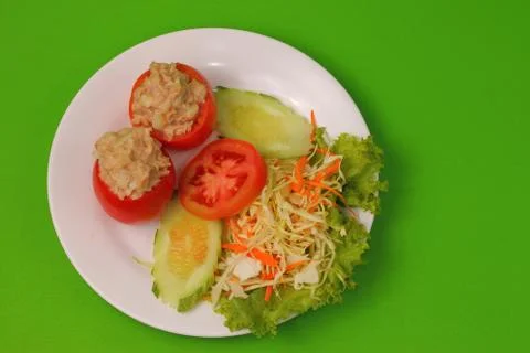 Tuna in tomatoe salad Stock Photos