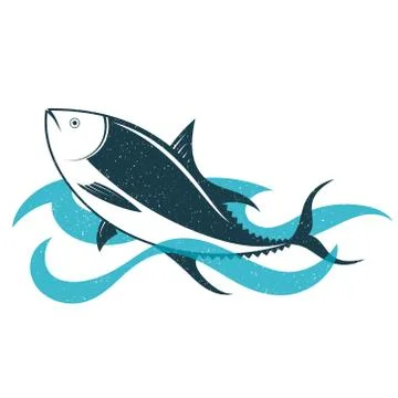 Tuna on the waves Stock Illustration