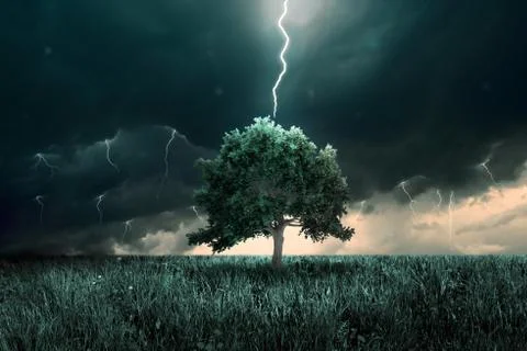 Tunder and lighting Stock Illustration