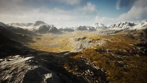 Tundra with mountain background Stock Footage 156875523