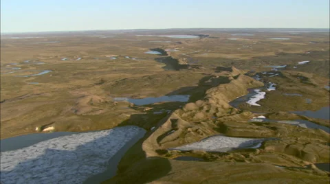 Tundra with river and lakes Stock Footage 44693234